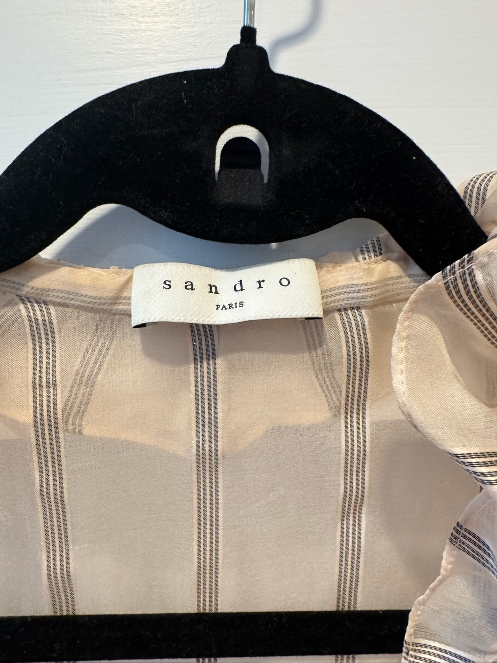 Sandro Blush Striped Ruffle High-Low Dress - Picture 3 of 9